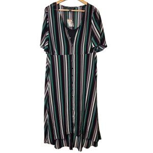 NWT Love & Legend 2 Piece Striped Button Front Maxi Hi Lo S3ummer Dress Size 2X